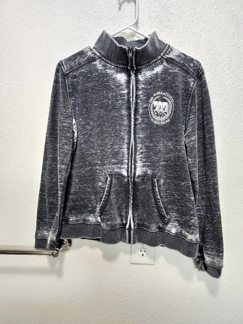 U.S. Apparel Graphic Equestrian Del Mar National Horseshow Zip-Up Sweater